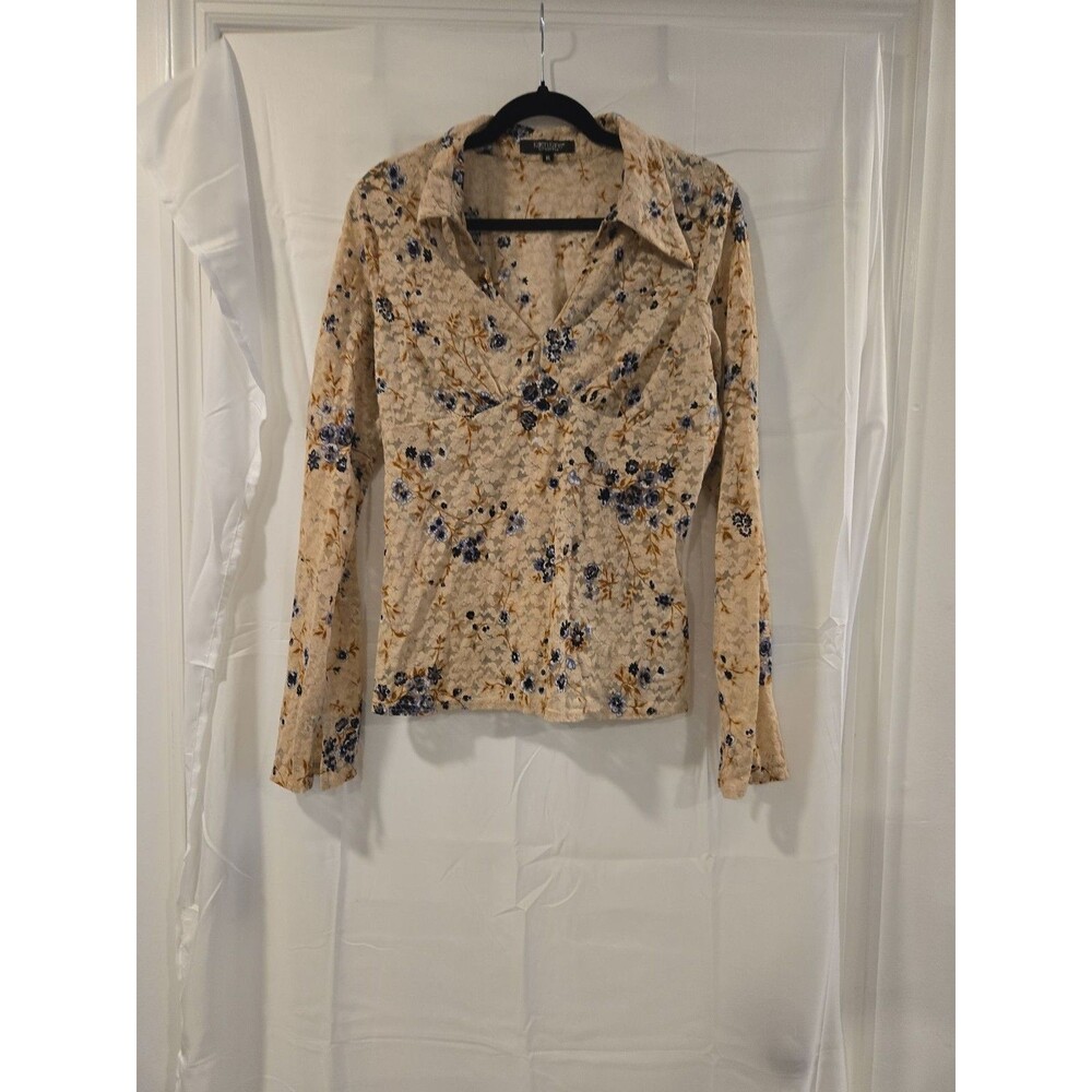 Karen Kane Lifestyle Vintage Floral Lace Long Sleeve Top XL